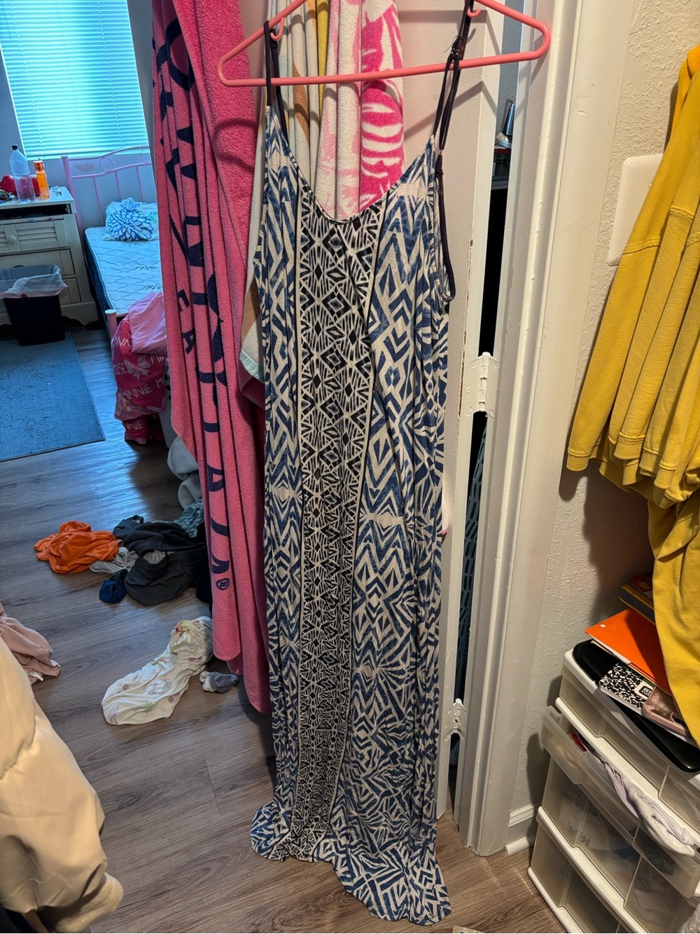 Blue and White Aztec Maxi Dress